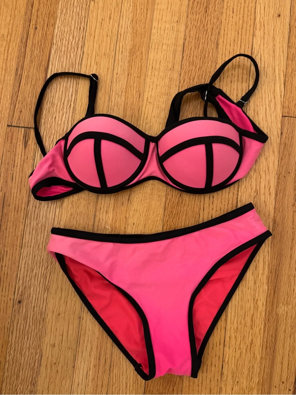 triangl swimwear Hot Pink Bikini with Black Trim